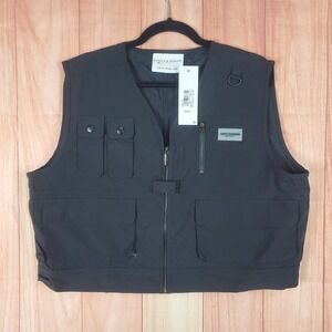 Supply & Demand Utility Vest Mens Medium Black Patch Logo Full Zip Workwear